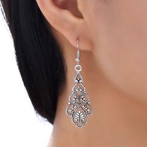 Any 2/$20! Silver Open Work Boho Drop Earrings
